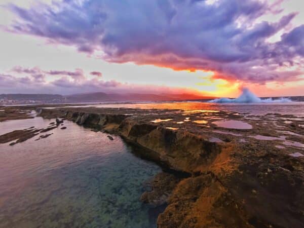 Sunset over the sea.