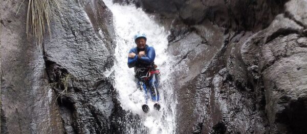 Person water canyoning.