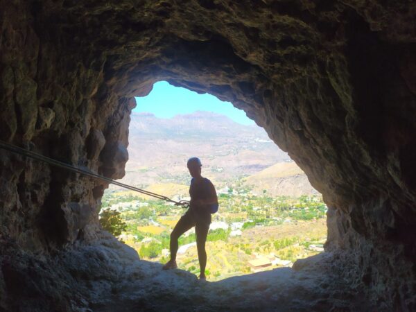 Person in a cave.