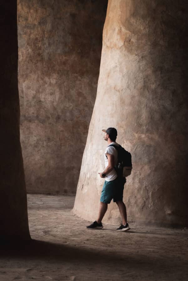 Person walking in an abandoned place.